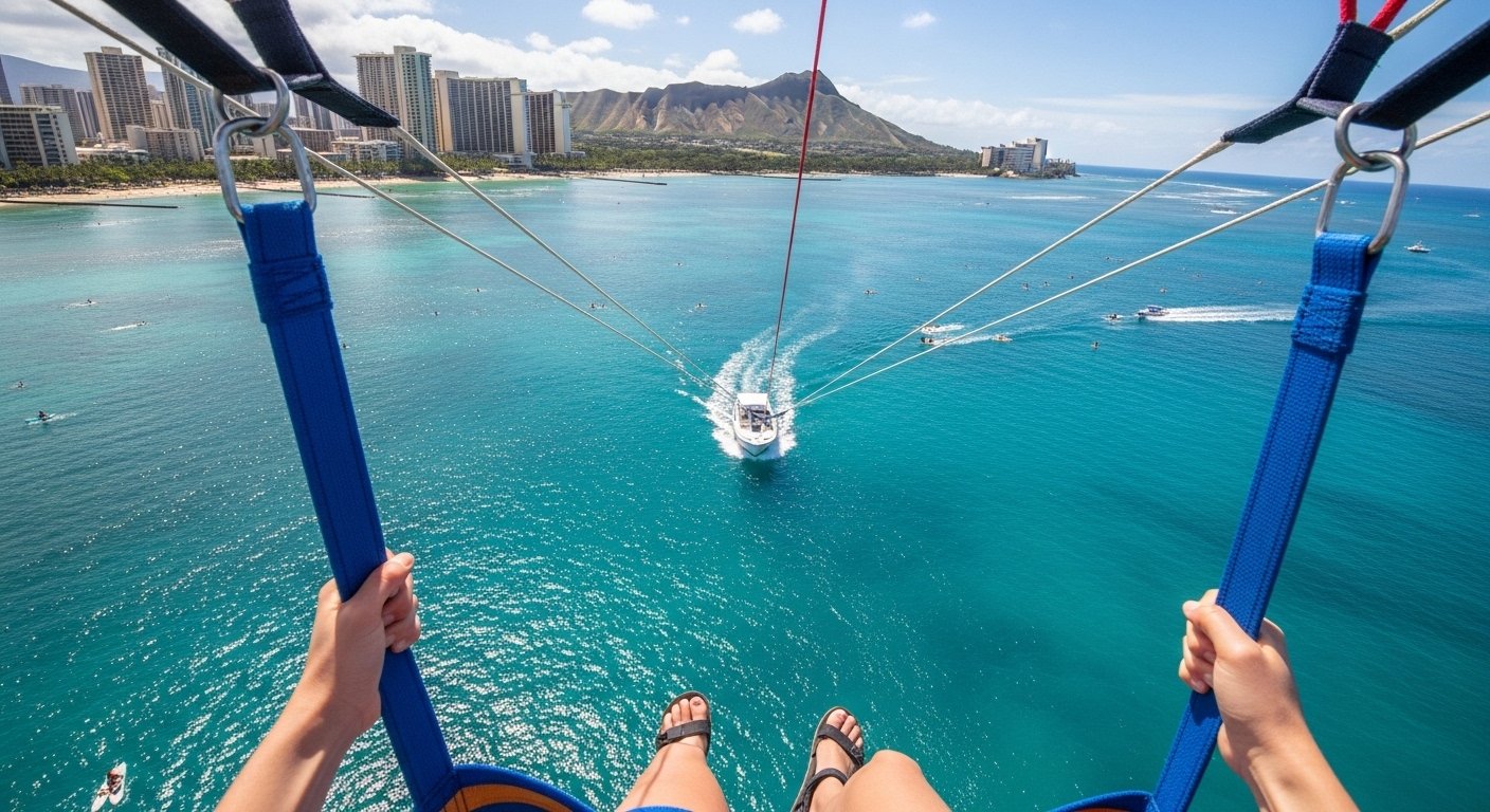 Waikiki has a way of making “touristy” things feel justified. You look at that lineup of high-rises, the curve of the beach, Diamond Head sitting there like a postcard, and suddenly you get why people pay to see it all from the ocean. Parasailing is one of those activities. It sounds intense, but in practice it’s usually calmer than people expect. There’s a lot less “thrill ride” and a lot more “floating quietly while you take in the view.” If you’ve been debating it because you’re nervous, or you’re trying to figure out whether it’s worth the time on a short Oahu trip, here’s the real first-timer breakdown. The quick truth: is parasailing in Waikiki worth it? If you want a single experience that makes Waikiki feel fresh again, yes. The view is the whole point. You get the turquoise shallows near shore, the darker blue beyond the reef, surfers as tiny dots, and the Honolulu skyline laid out like a model city. If you’re the type who hates boats, gets motion sickness easily, or feels panicky with heights, you’ll want to think it through. Parasailing itself can feel peaceful, but the ride out can be bumpy on windy days. For most first-timers, the surprise is how gentle it feels once you’re up there. What actually happens, step by step Most Waikiki parasailing trips follow a similar flow: 1) Check-in and basic briefing You’ll check in, sign waivers, and get a quick safety talk. It’s not complicated. Listen for the details that matter like how you’ll communicate with the crew and what to do if you feel uncomfortable. 2) Short boat ride offshore This is where the day’s conditions become obvious. If the water is choppy, you’ll feel it here. If you’re prone to motion sickness, treat this like a real boat outing. Don’t show up dehydrated and hungry and assume you’ll be fine. 3) Harness on, then a smooth lift The crew secures you into a harness attached to the parasail line. Take a breath. Most people expect a sudden drop or a stomach-flip feeling. Usually it’s the opposite. You lift gradually, you feel the wind catch, and then you’re just… up. 4) The flight The flight is the magic part. The noise fades. You get wind and a wide view and that quiet floating sensation. This is where people go from nervous laughter to calm, and they start pointing out things like turtles or boats below. 5) Coming back down Landing is typically controlled and gentle. Some operators do a quick “toe dip” in the water if conditions allow and you want it. If you’d rather stay dry, say so. You’re allowed to have preferences. It’s your ride. Tandem vs triple: which one should first-timers choose? A lot of first-timers book tandem by default because it feels less intimidating, but triple parasailing can be a great option if you’re traveling as a family or a trio of friends and want to share the moment together. The real deciding factors are weight limits, wind conditions, and how you want the experience to feel. Tandem is usually the “safe bet” for comfort and calm, while triple can feel more social and a little more exciting simply because there’s more energy up there. If you’re choosing between them, use this breakdown: Tandem vs Triple Parasailing in Waikiki. How scary is it, really? Here’s the honest answer: it depends on what scares you. If you fear the idea of heights, parasailing can still be okay because you’re seated and stable, not standing on an edge. If you fear falling, talk to the crew about how the harness and line setup works. Understanding the equipment calms people down fast. If you fear boats or nausea, that’s the bigger hurdle. The boat ride can be the hardest part for some people, not the flight. Most first-timers say the anticipation is worse than the actual experience. First-timer checklist and common questions If you want a tighter, step-by-step prep guide with the exact first-timer questions people always ask, Parasailing Waikiki has a great first-timer guide for parasailing in Waikiki that's worth a read. The best views while parasailing in Waikiki People assume the view is just Waikiki behind you and open ocean in front, but the fun part is how many angles you get. On clear days you’ll see Diamond Head framed perfectly to the east, the full Waikiki shoreline curving below you, and the deep reef line separating calm turquoise water from darker blue offshore. If you love photography or you want to know what to look for while you’re up there, this guide points out the best sightlines and moments: Best Views While Parasailing in Waikiki. Final thoughts Parasailing in Waikiki is one of those experiences that looks more intense than it feels. The boat ride can be the wild part. The flight is often peaceful, almost meditative, with a view that makes you appreciate how dramatic Oahu really is. If you want to do it, book it early in your trip, aim for the morning if you’re nervous, and show up hydrated with sunscreen already on. The rest tends to take care of itself.