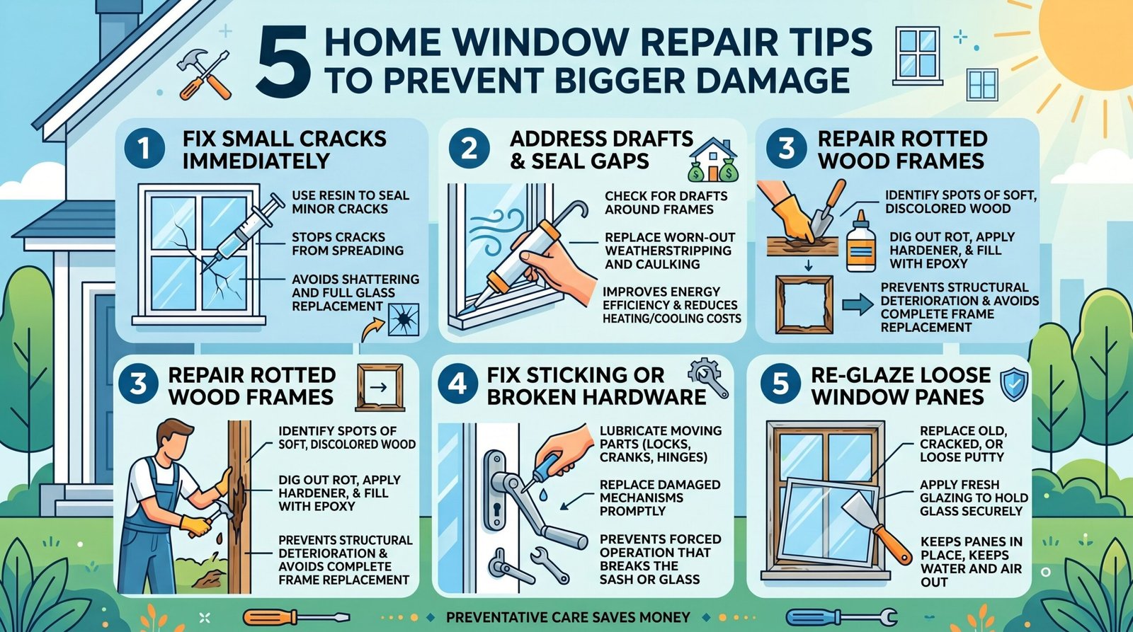 5 Home Window Repair Tips to Prevent Bigger Damage